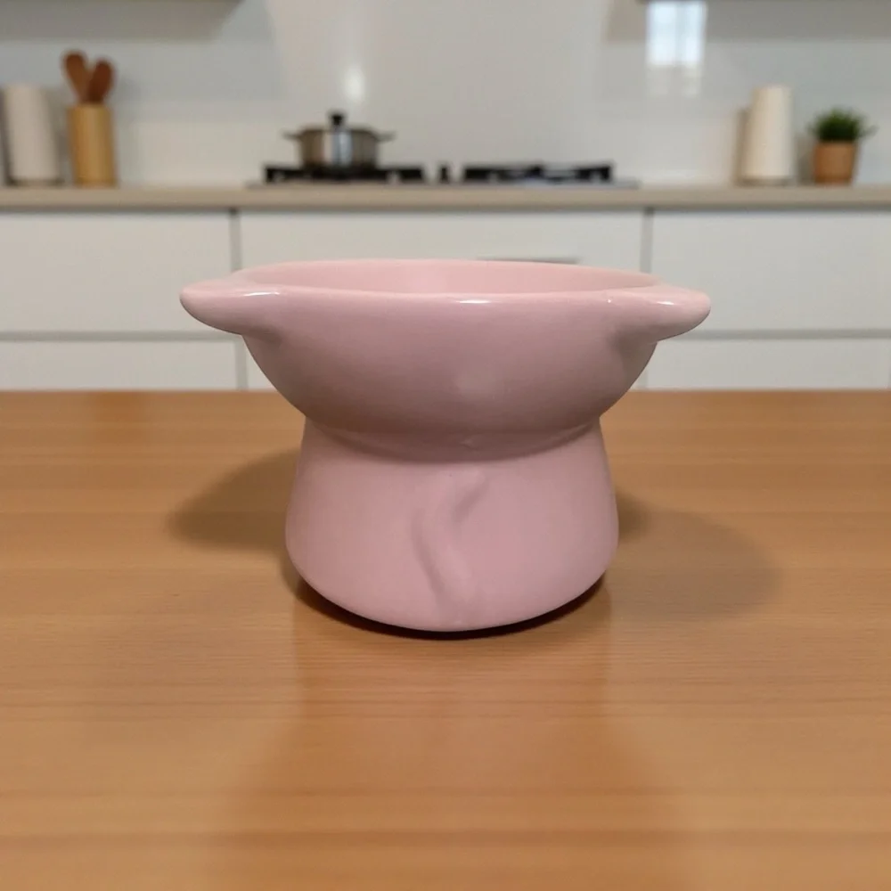 NWOT: Cute Cat Face Pink Pet Bowl